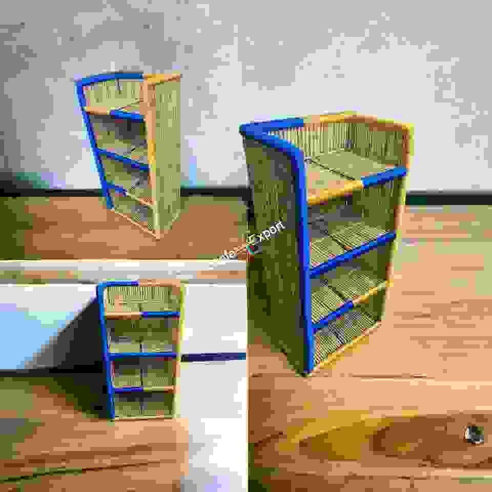 Bamboo bookshelf rack with 4 tier shelf / Handmade cane bamboo shelves