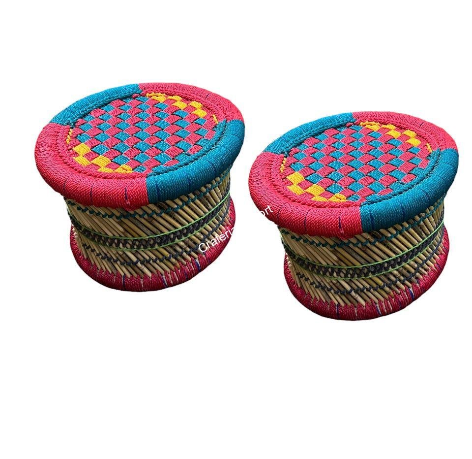 Handcrafted Bamboo Stool Indoor/Garden,Muddi/mudda