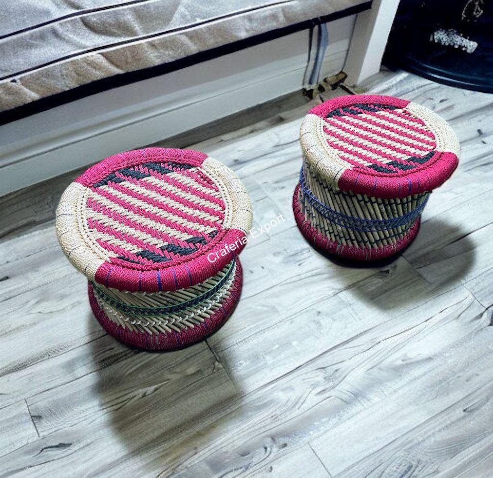 Handcrafted Bamboo Stool Indoor/Garden,Muddi/mudda
