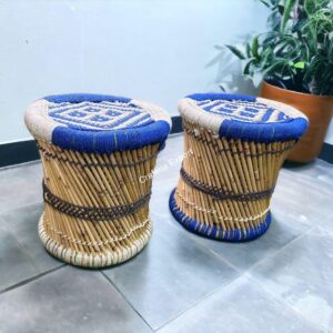 Natural Bamboo Handmade Stool /Mudda of Rashmi Fabrics for Indoor and Outdoor