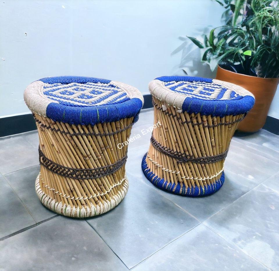 Natural Bamboo Handmade Stool /Mudda of Rashmi Fabrics for Indoor and Outdoor