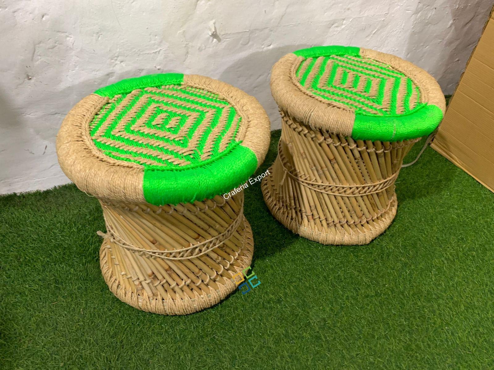 Eco-Friendly Natural Bamboo Cane Bar Stool Mudda stools
