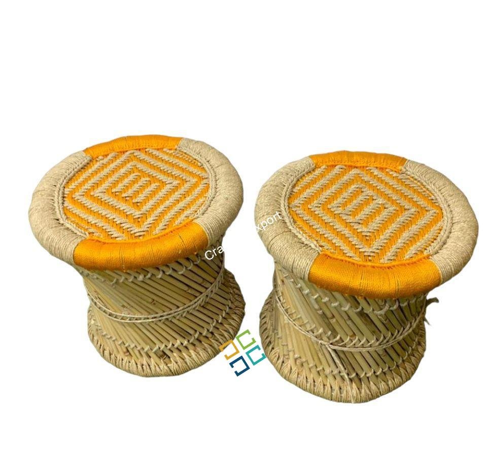 Eco-Friendly Natural Bamboo Cane Bar Stool Mudda stools