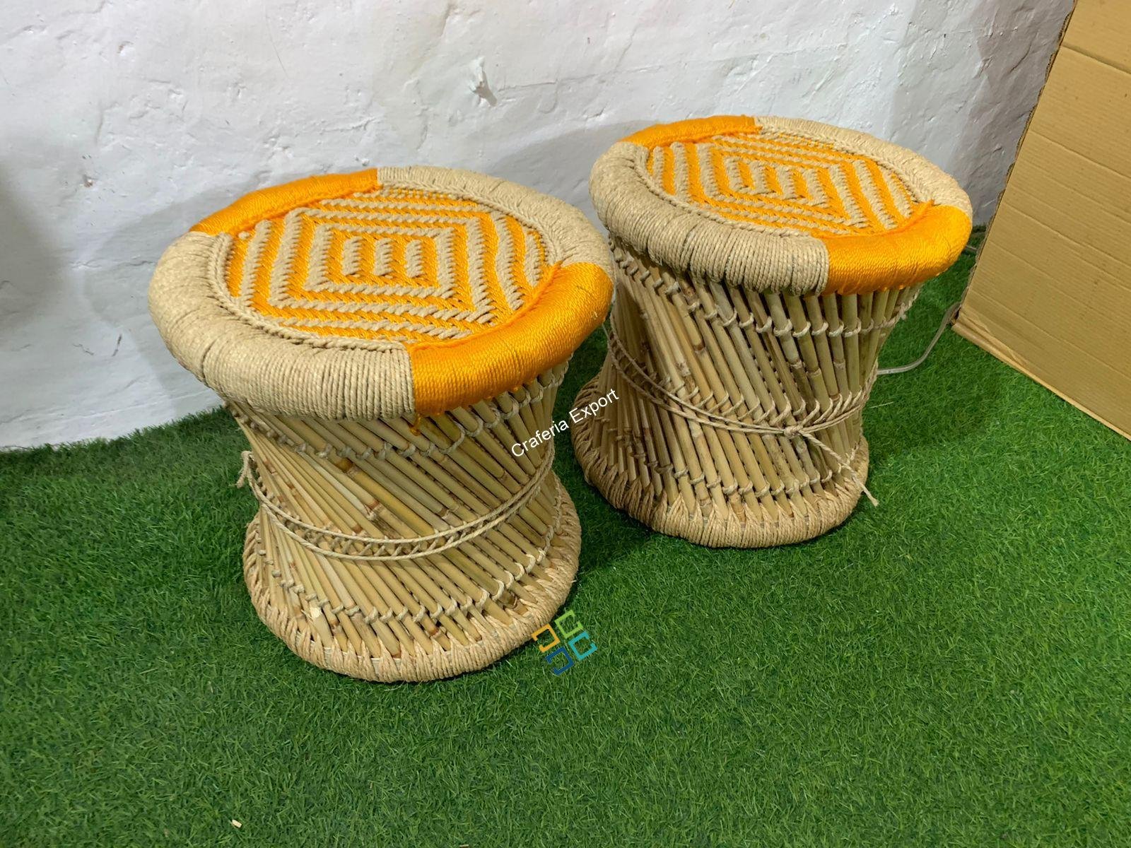 Eco-Friendly Natural Bamboo Cane Bar Stool Mudda stools