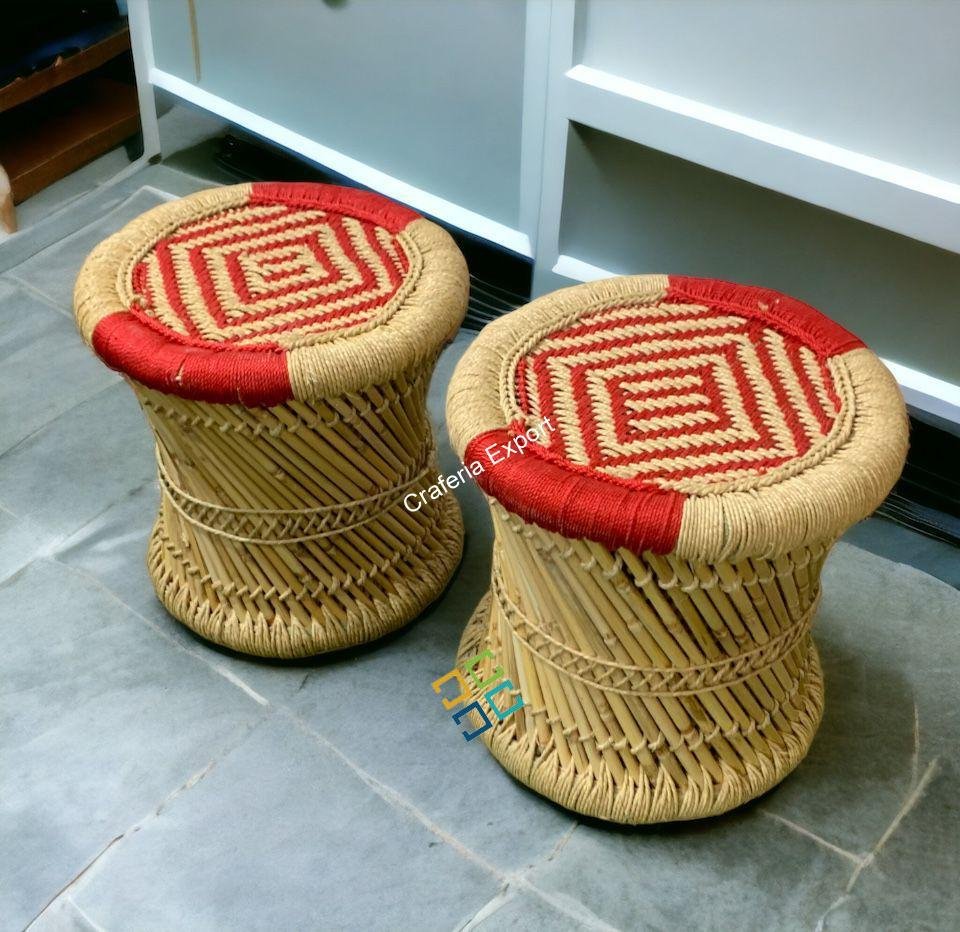 Eco-Friendly Natural Bamboo Cane Bar Stool Mudda stools