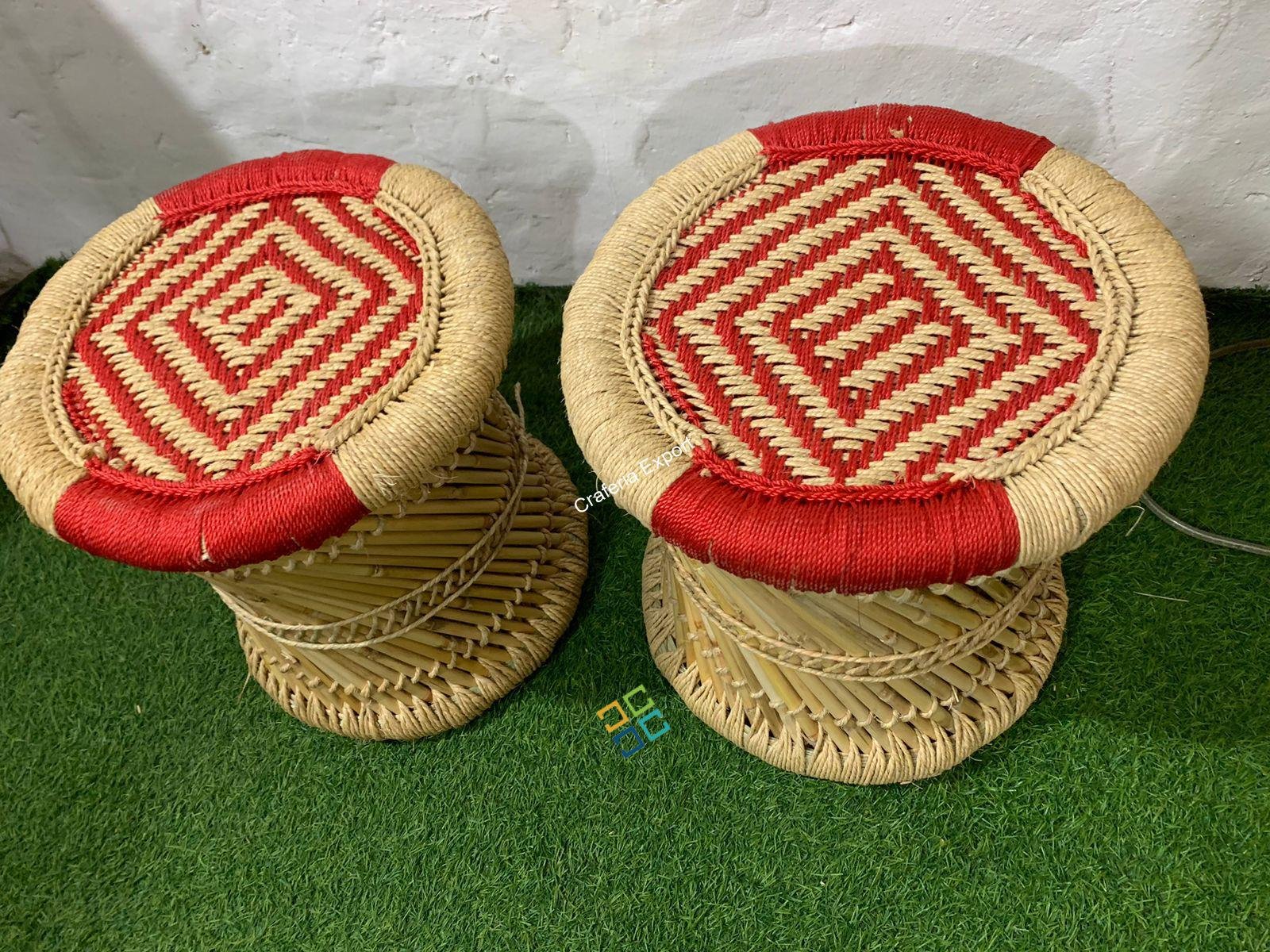 Eco-Friendly Natural Bamboo Cane Bar Stool Mudda stools