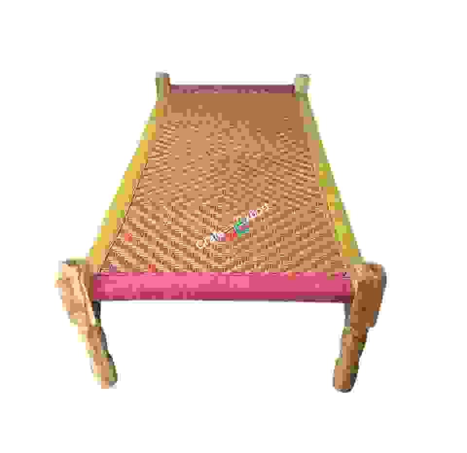 Wooden handmade charpai | Wood Handwoven Khatiya Multicolor Cot Indoor Outdoor Furniture