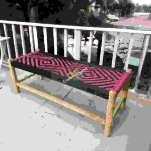Traditional Wooden Bench | Small charpai Cot for home, baclony and garden for sitting