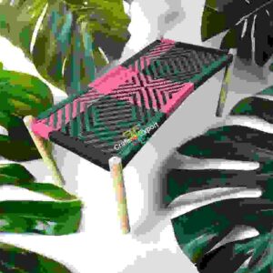 Wooden cotton rope bench | small cot charpai for sitting outdoor indoor