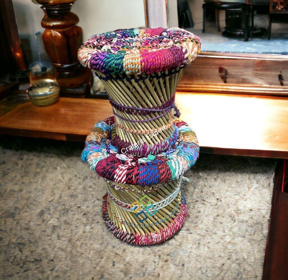 Colourful Combo bamboo  Mudda Stool set | handcrafted cane stools