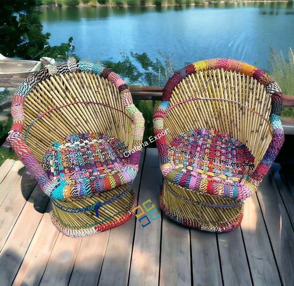 Bamboo natural multicolour armchairs mudda chair set of 2 for living room outdoor xl size