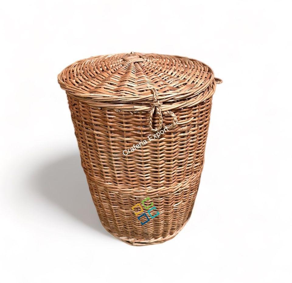 Rattan Wicker Laundry Basket / Cane Storage Round Baskets In Brown Color Set Of 3