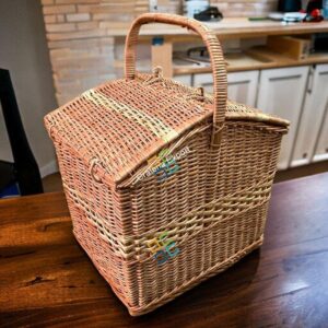 Natural Cane Bamboo Wicker Laundry Storage Baskets for Picnic, home, Cafe, restaurants – large size basket