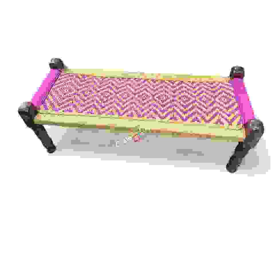 Small Tradtional Charpai khatiya Wooden Bench | 2 sitter with detachable Legs  for garden /Living room, party/hotel/restaurant/home decoration