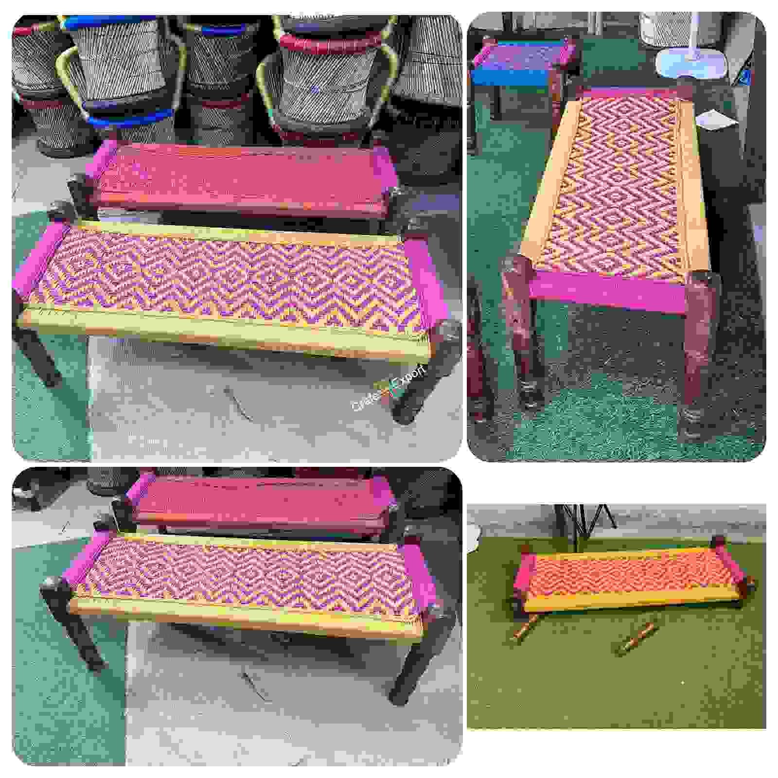 Small Tradtional Charpai khatiya Wooden Bench | 2 sitter with detachable Legs  for garden /Living room, party/hotel/restaurant/home decoration