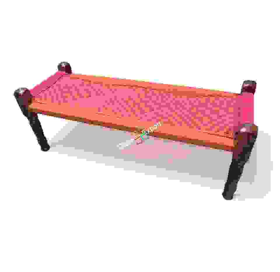 Colourful Wooden Bench for sitting | 2 seater charpai | Small cot for garden /Living room, party/hotel/restaurant/home decoration