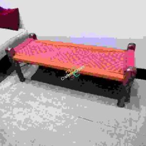 Colourful Wooden Bench for sitting | 2 seater charpai | Small cot for garden /Living room, party/hotel/restaurant/home decoration