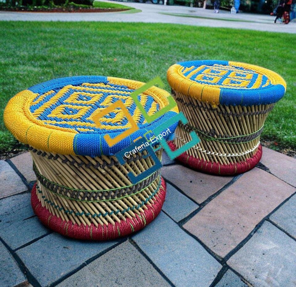 Eco Friendly Handicrafted Cane Bar Bamboo Chair/Stool/Muddha/Mudda