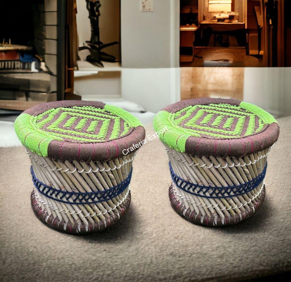 Eco Friendly Handicrafted Cane Bar Bamboo Chair/Stool/Muddha/Mudda