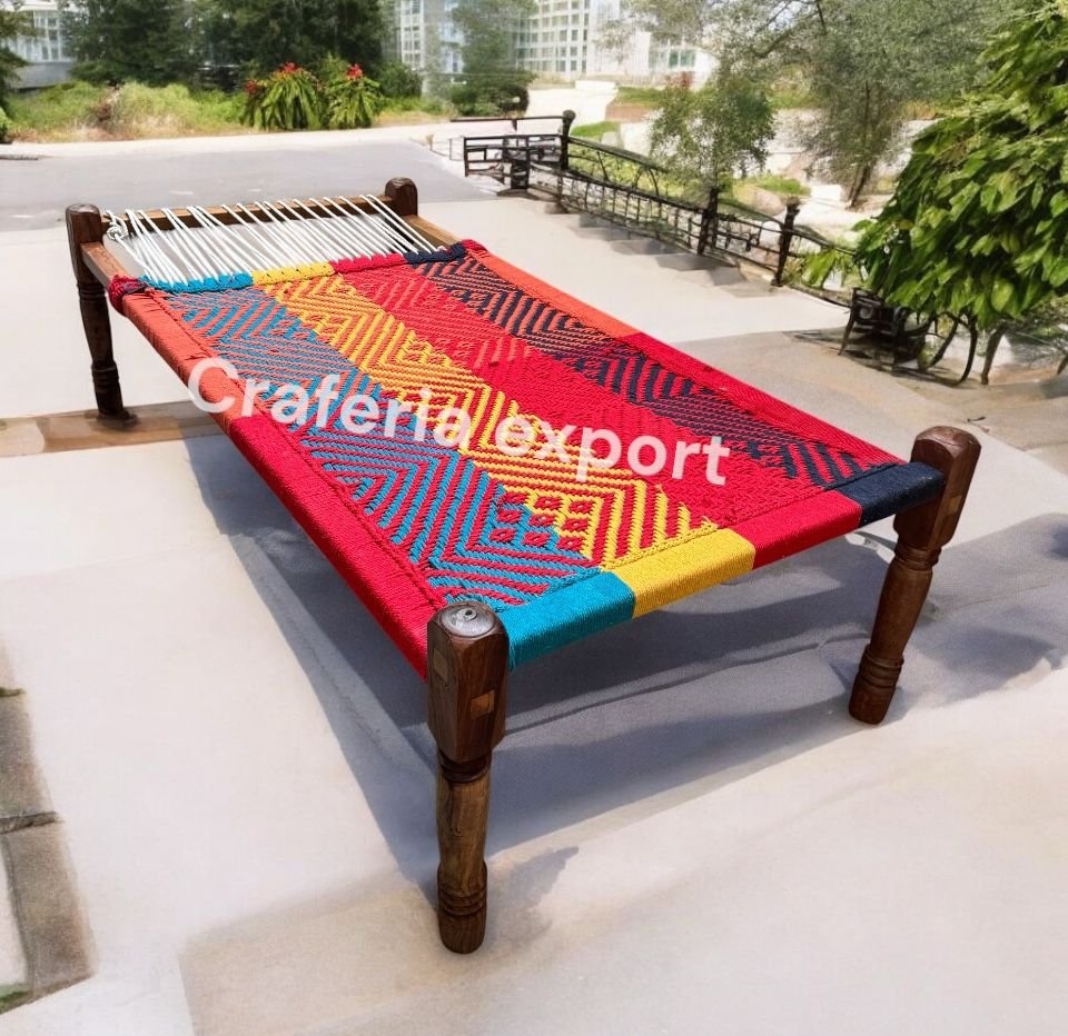Charpai Deshi Khatiya Khaat Khatla Indoor Outdoor Indian Wooden Handmade - 6ft by 3ft