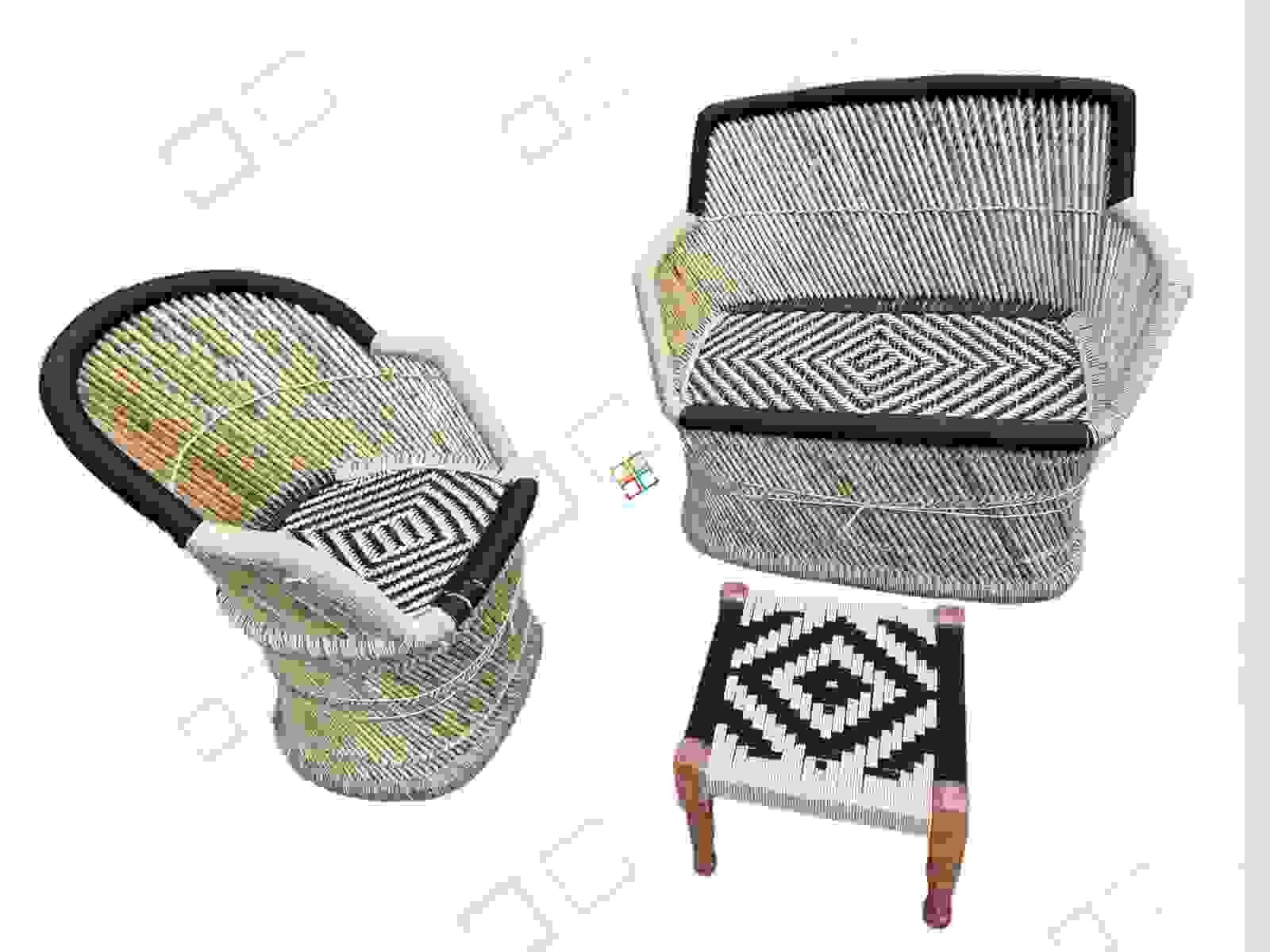 Bamboo Three Seater Sofa With Two Chairs And Wooden Pidha Furniture Set for Outdoor indoor