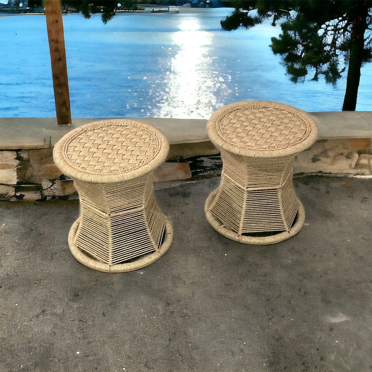Handmade Iron Frame bar Stools Set of 2 Indoor Outdoor Furniture/ Mudda stools