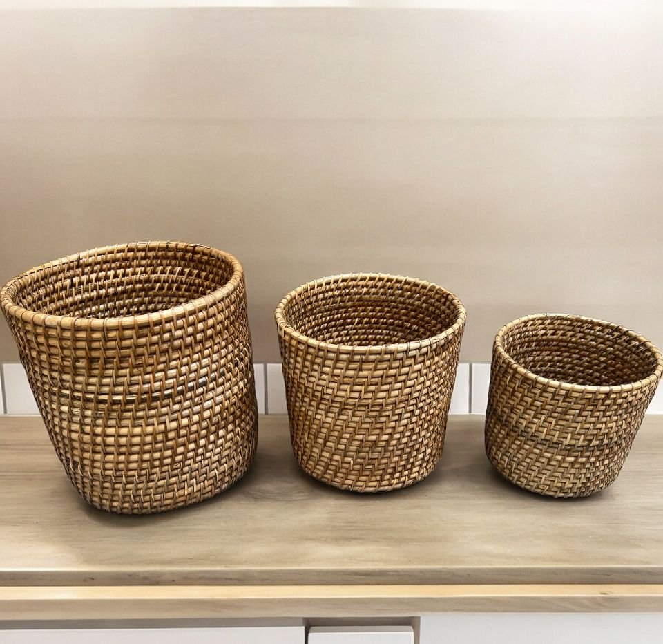 Bamboo Cane Multipurpose Storage Basket/ Rattan Cane Planter Outdoor Indoor Garden Balcony /Laundry Basket