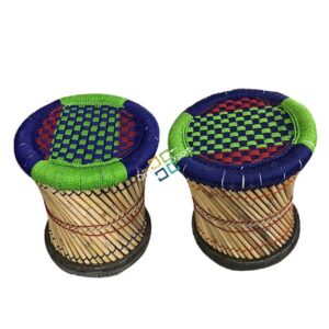 Natural handmade bamboo Mudha stool pair for home furnishing- Medium size