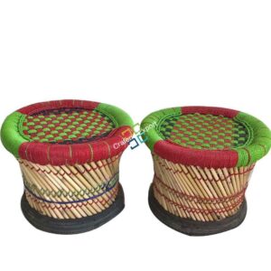 Natural bamboo Mudha Stool Pair/Muddha sitting stools- Small Size