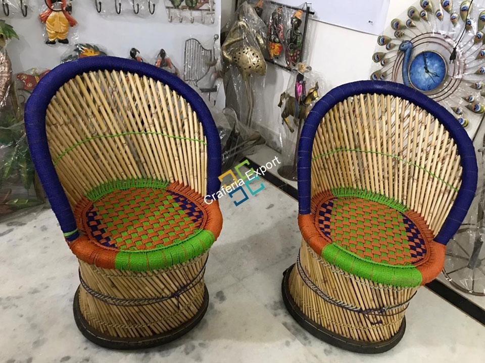 Handicraft Cane Bamboo chairs for outdoor/indoor use (set of 2)-medium