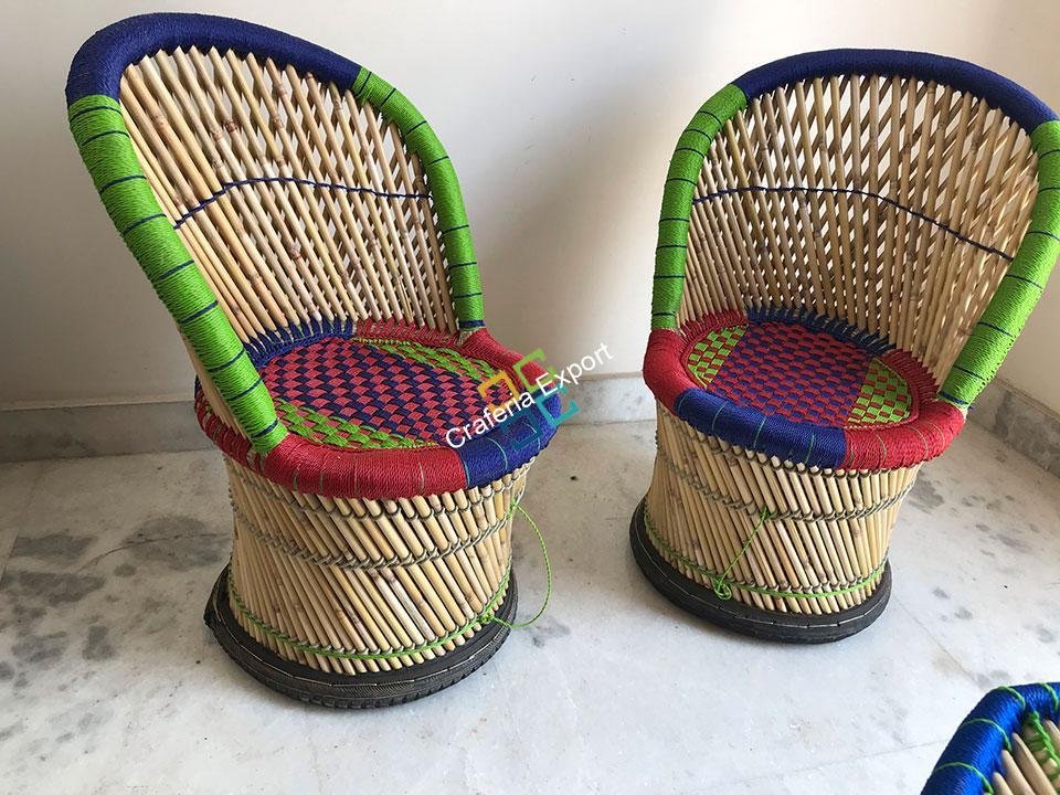 Handicraft Cane Bamboo chairs for outdoor/indoor use (set of 2)-medium