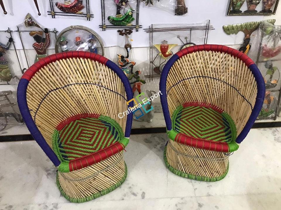 Handicrafts bamboo chairs mudha large size  (set of 2)