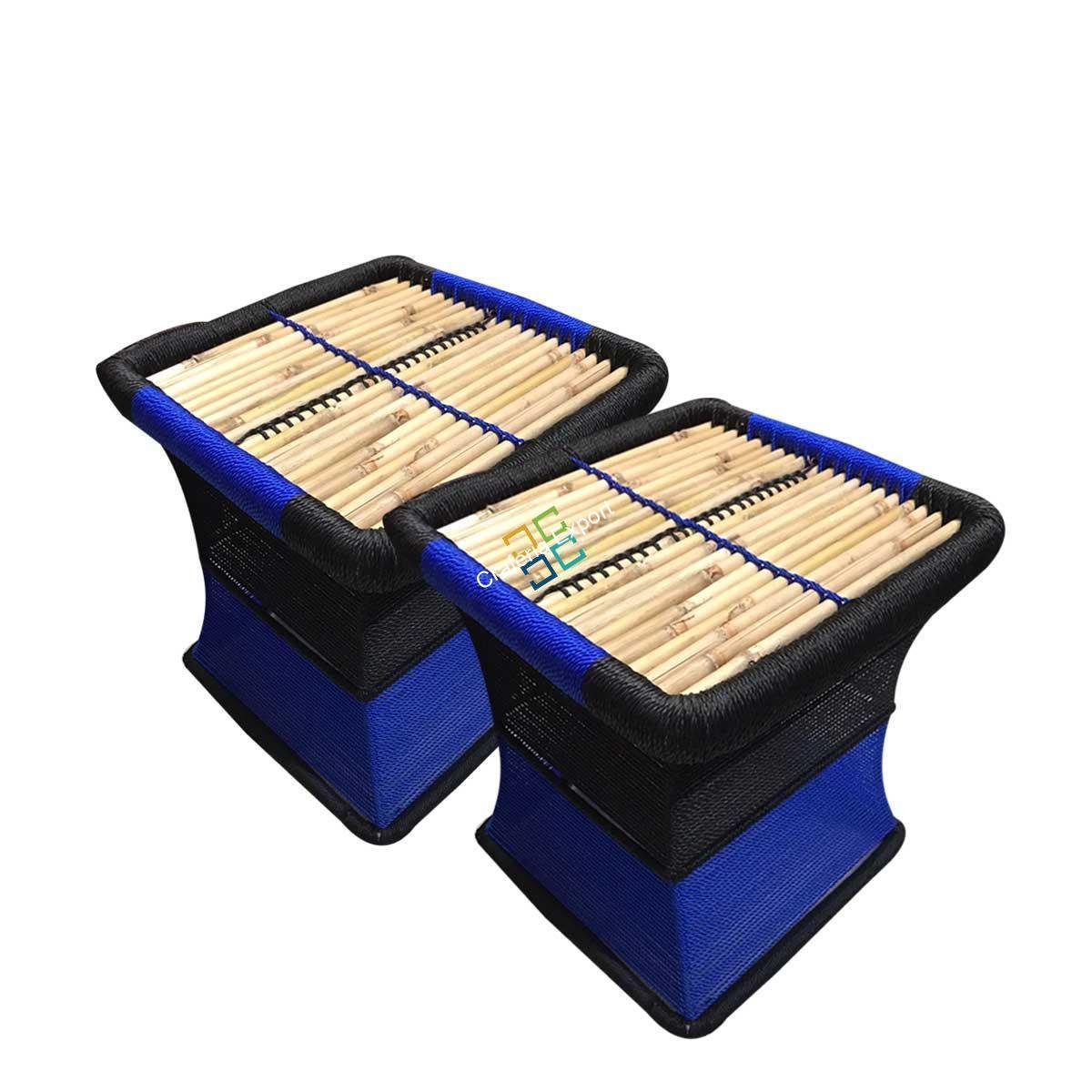 Bamboo Rope Iron Stools Mudha /Table Mudha Set of 2