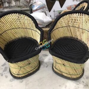 Black Mudha Chairs with Handrest Set of 2 (Large size )