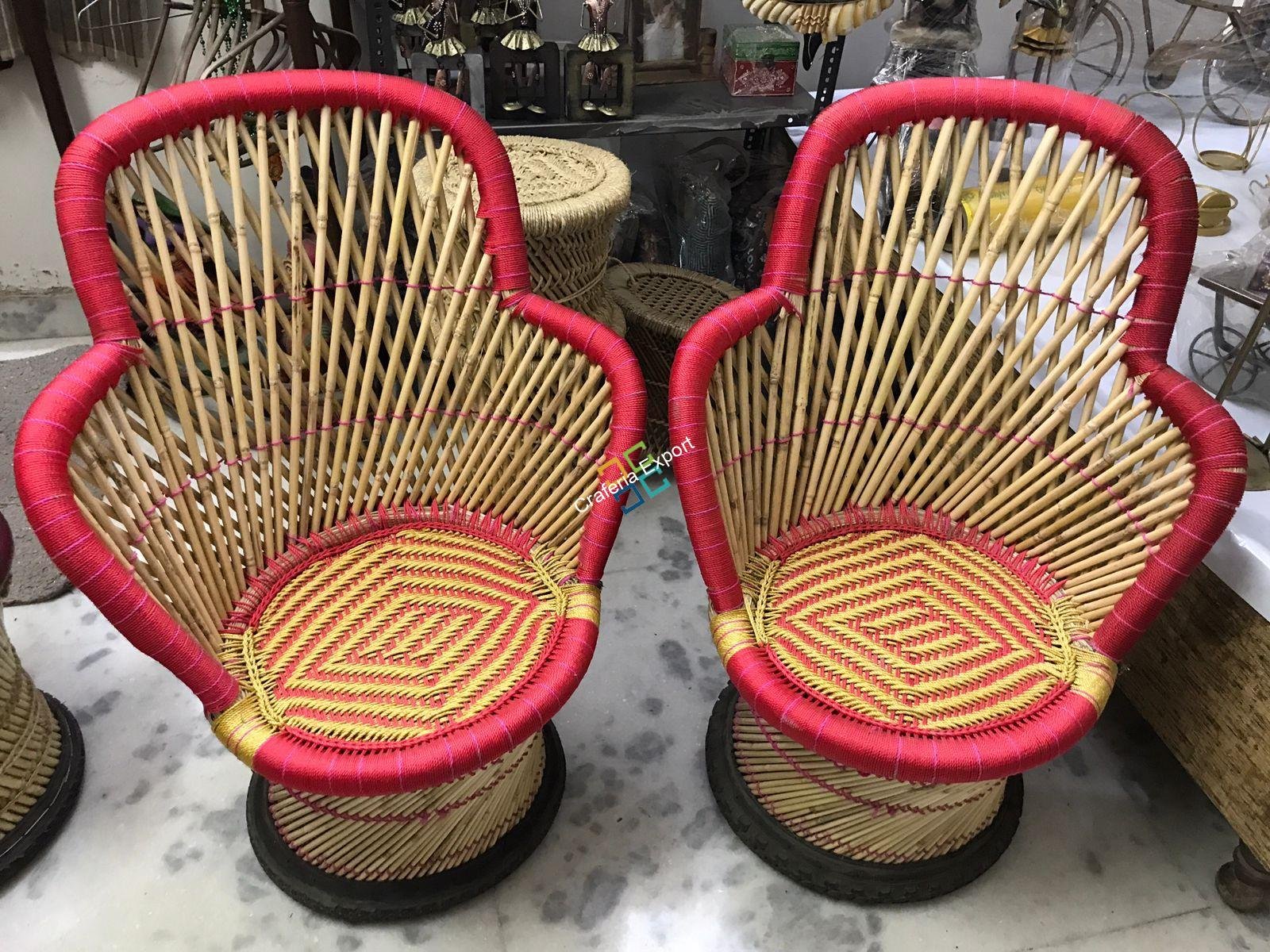 Bamboo Chairs in Ullu-Cut Shaped Set of 2 (Large Size)