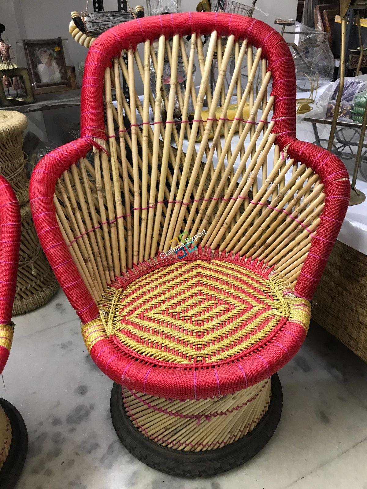 Bamboo Chairs in Ullu-Cut Shaped Set of 2 (Large Size)