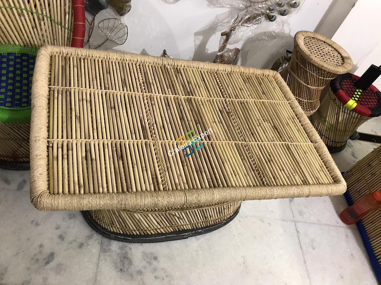 Bamboo Cane Rectangle Shaped Table for Outdoor Activities - Extra Large Size