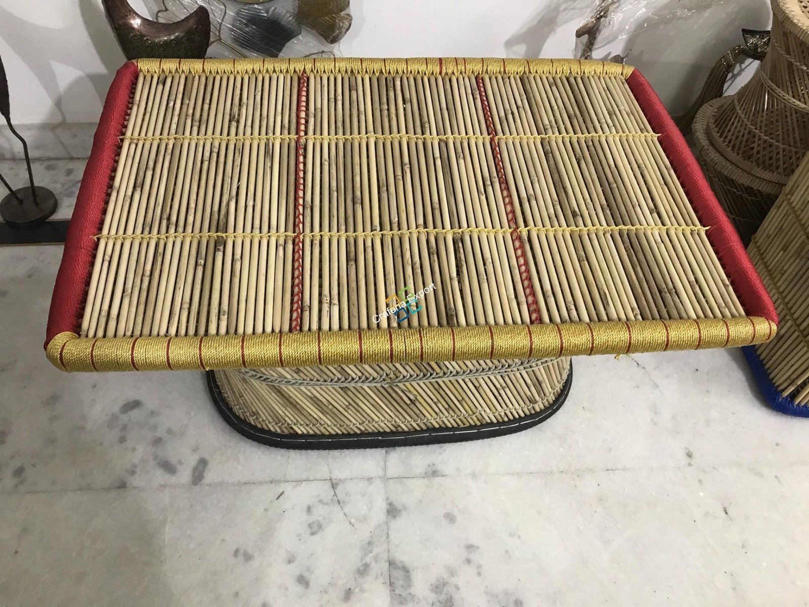 Bamboo Cane Rectangle Shaped Table for Outdoor Activities - Extra Large Size