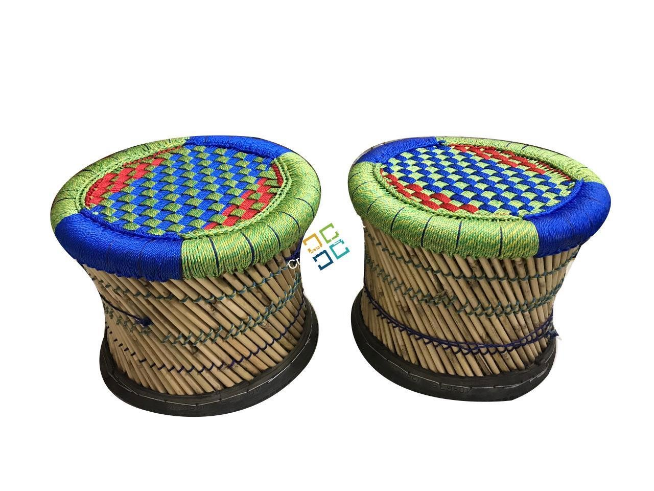 Pure Handmade Bamboo Mudda Stool Garden Patio for Indoor/Outdoor