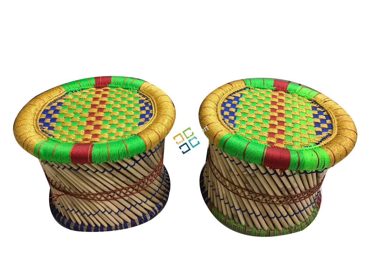 Pure Handmade Bamboo Mudda Stool Garden Patio for Indoor/Outdoor