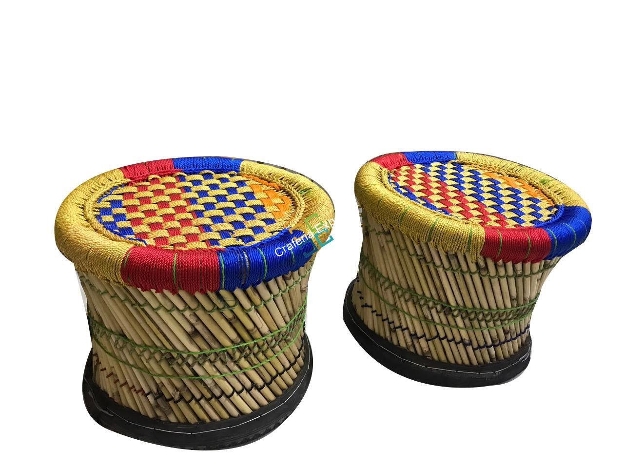 Pure Handmade Bamboo Mudda Stool Garden Patio for Indoor/Outdoor