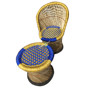 Mudda Bamboo Chair With Stool for Sitting/Relaxing/Outdoor/Indoor Use (Set of 2)