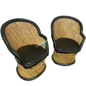 Natural Weaving Bamboo Mudda Black (Chairs Set of 2)