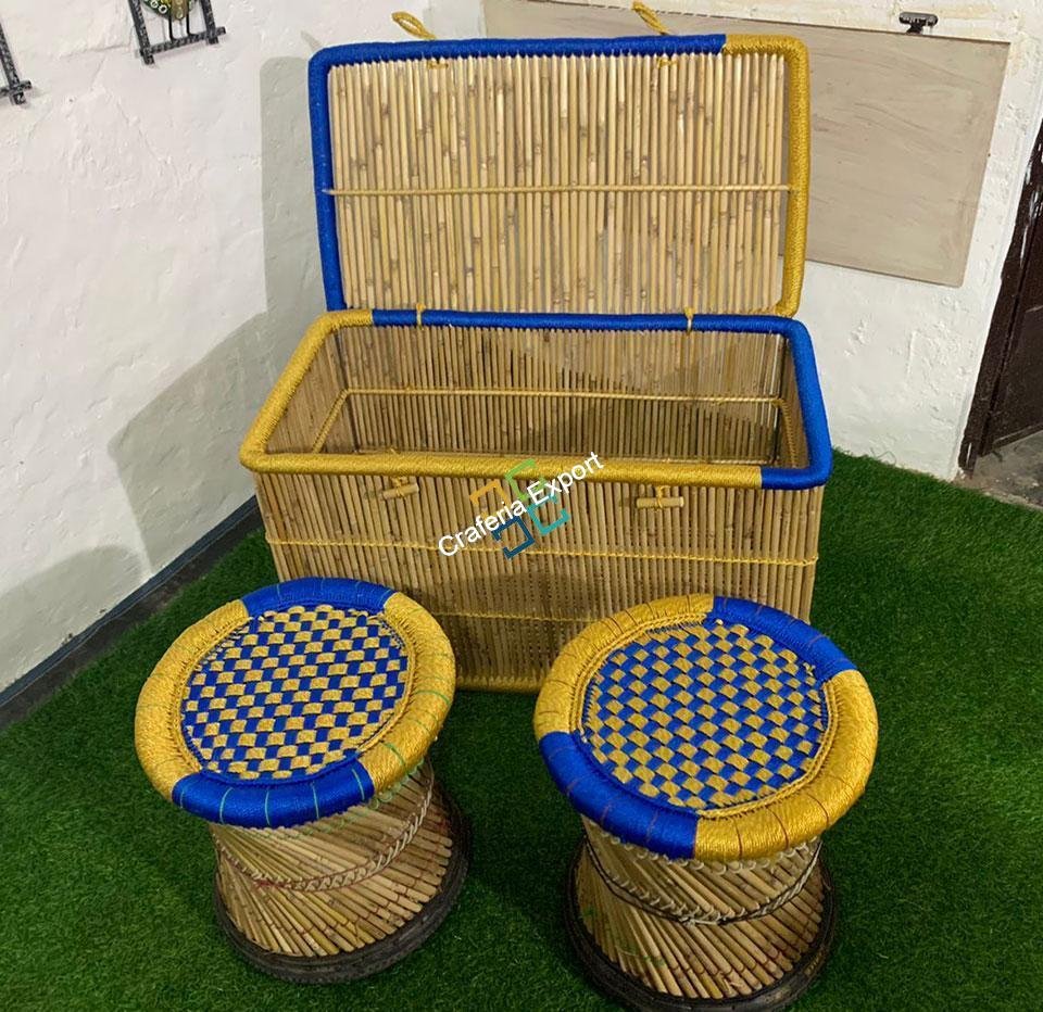 Trendy Bamboo Mudha for Indoor/Outdoor Living Area (Set of 3)