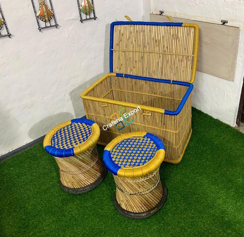 Trendy Bamboo Mudha for Indoor/Outdoor Living Area (Set of 3)