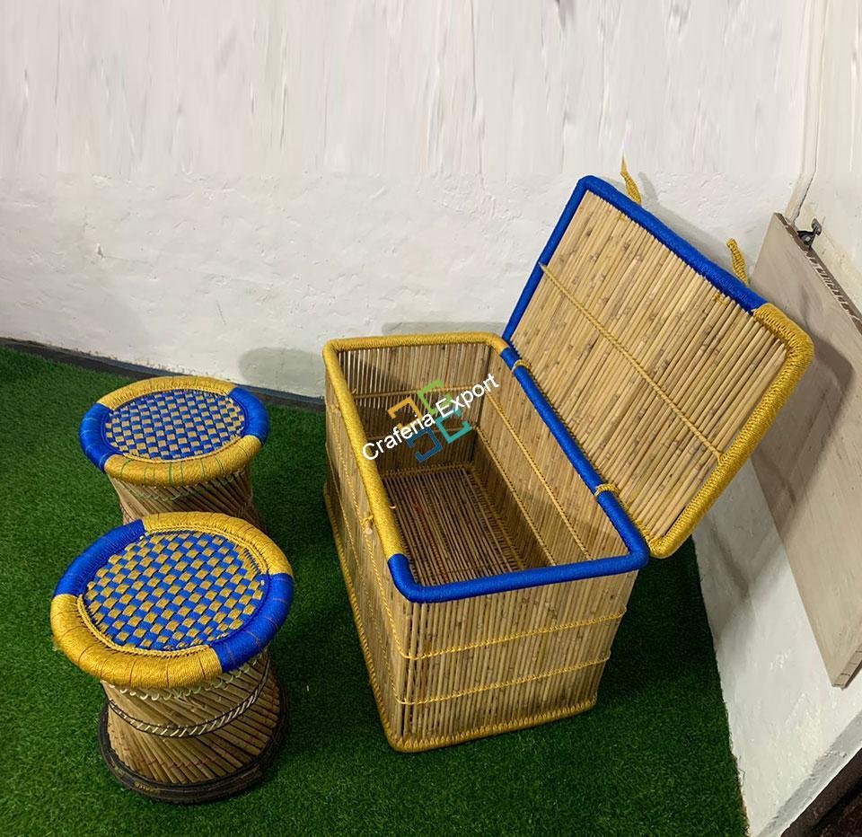 Trendy Bamboo Mudha for Indoor/Outdoor Living Area (Set of 3)
