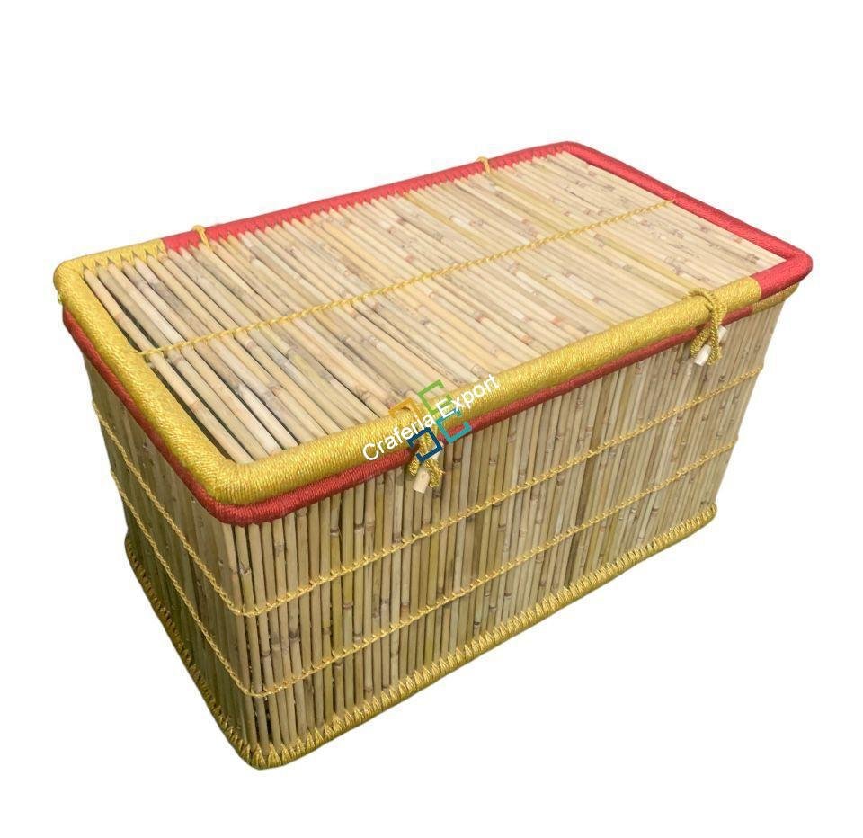 Handcrafted Bamboo Cane Laundry Storage Basket