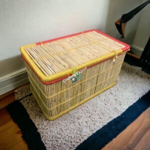 Handcrafted Bamboo Cane Laundry Storage Basket