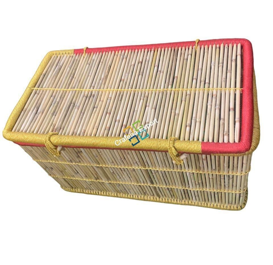 Handcrafted Bamboo Cane Laundry Storage Basket