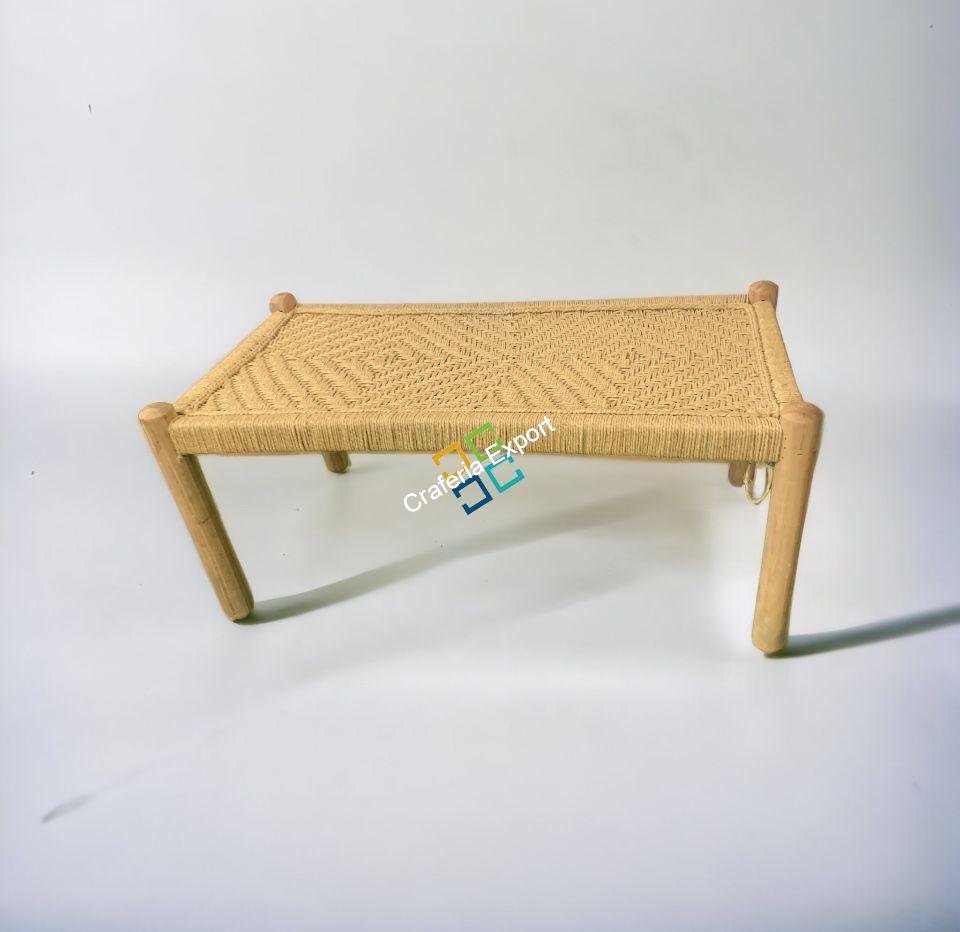 Wooden Seating Bench Handwoven | Small Charpai Bench khatola for Indoor/Garden/Terrace